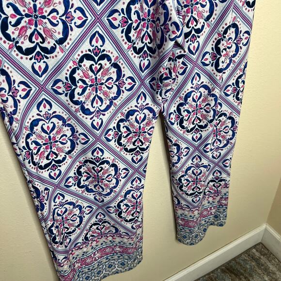 New Directions Blue Pink Elastic Waist Pull On Pant Large - Picture 7 of 12